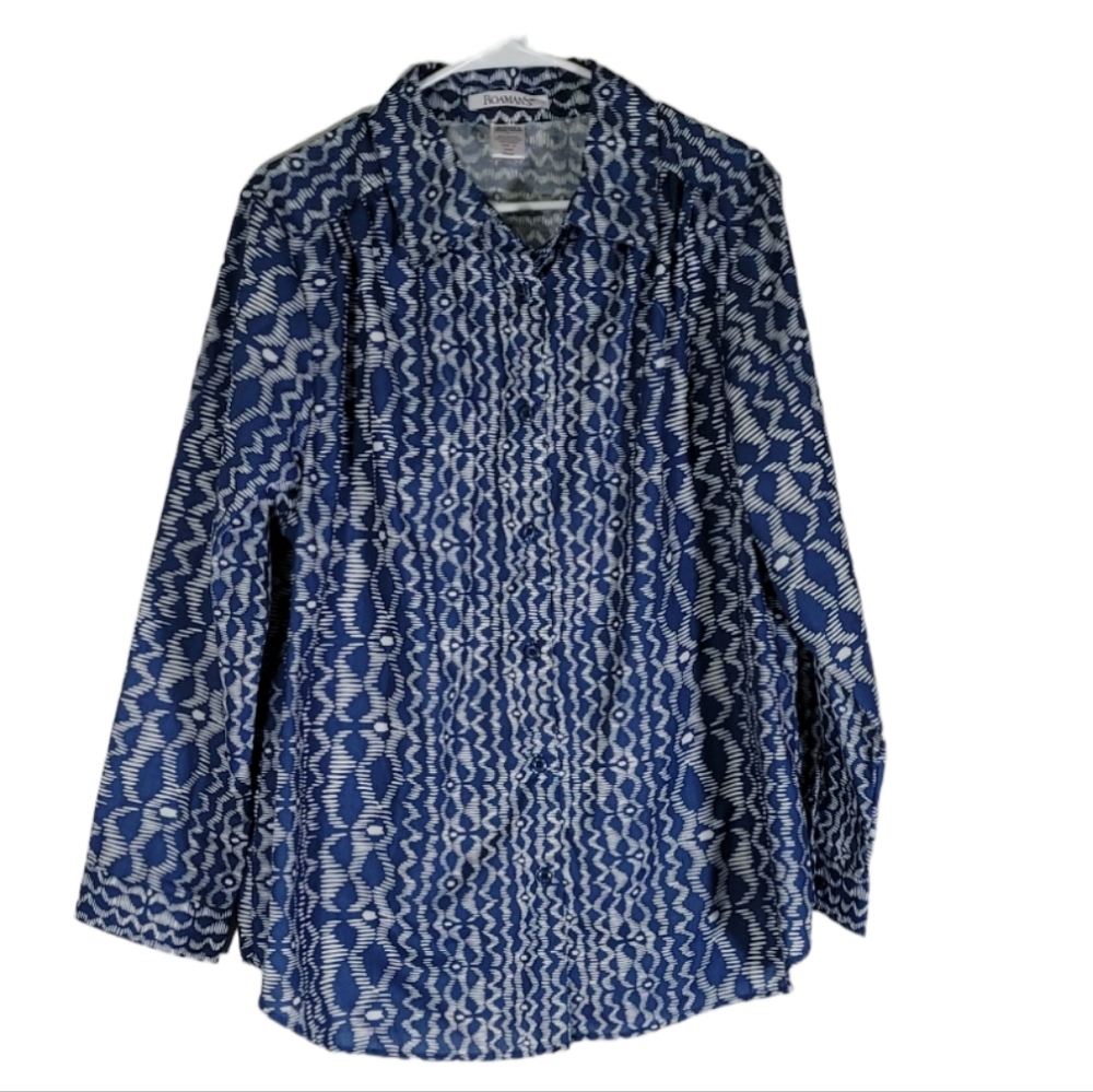 Roamans-  Button down shirt blue. Size Large